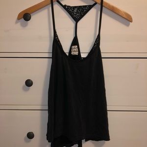 Black Tank Top with Lace Trimmings